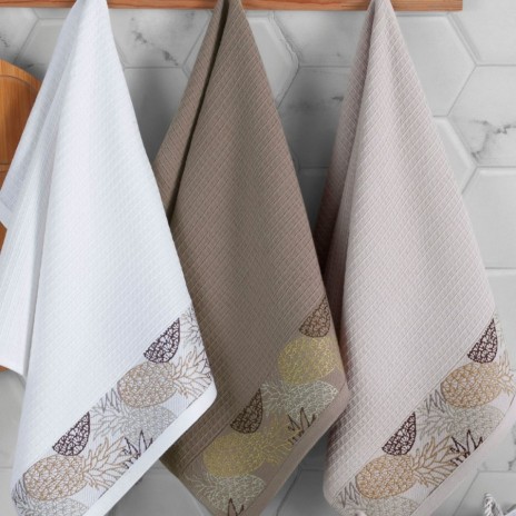 Set 6 prosoape bucatarie Pineapple Saheser bumbac 100% jacquard 40x60 cm