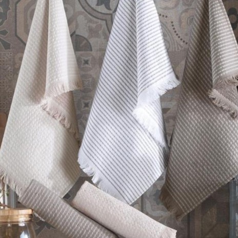 Set 6 prosoape bucatarie, bumbac 100%,40x60 cm,Saheser,Stripe Bej