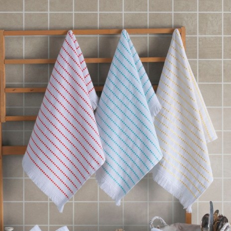 Set 6 prosoape bucatarie Fabia Saheser bumbac 100% jacquard 40x60 cm cu linii punctate