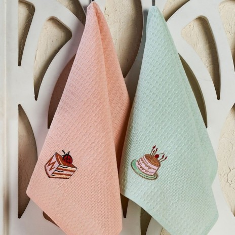 Set 6 prosoape bucatarie cu broderie cu prajituri delicioase, 40x60cm, Eponje Home