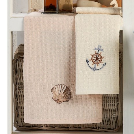 Set 6 prosoape bucatarie cu broderie marina 40x60cm, Eponje Home