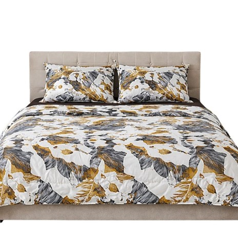set cearceafuri 4 piese din bumbac satinat frunze, 2 cearceafuri pat 220x240 cm si 2 fete perna 52x72 cm