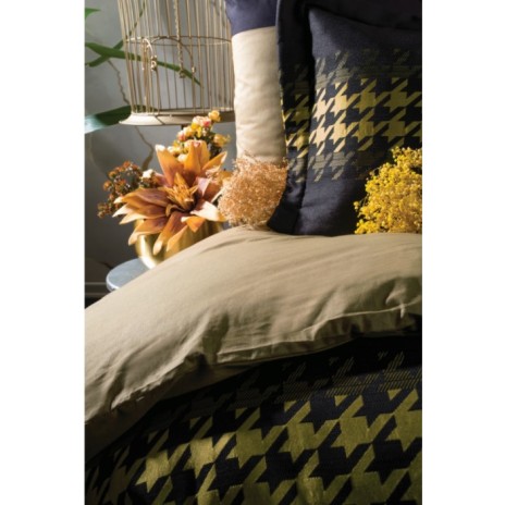 Set complet de lux(lenjerie+cuvertura), 8 piese, Cotton Box, Dazzle Verde-Negru