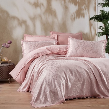 Set complet de lux(lenjerie+cuvertura), 7 piese, Cotton Box, Elegance Powder