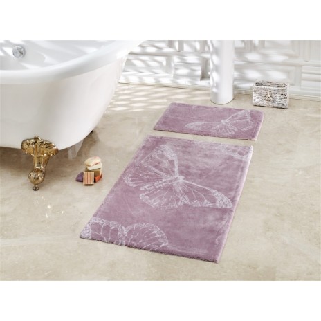Set 2 covorase de baie, bumbac100%, Butterfly - Dark Lilac