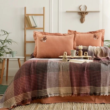 set cuvertura Floransa maro caramiziu 240x260cm Saheser Home