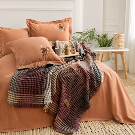 set cuvertura Floransa maro caramiziu 240x260cm Saheser Home