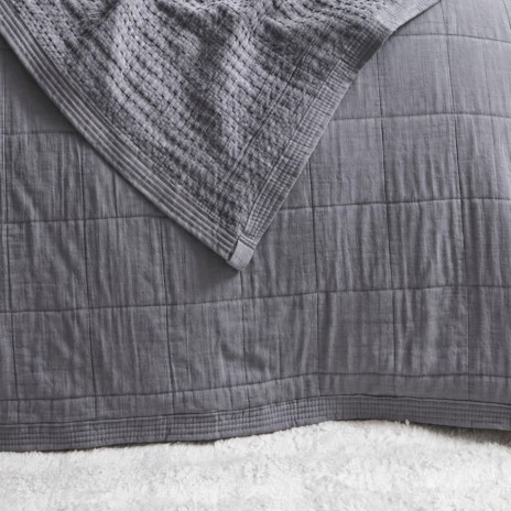 cuvertură gri din muselină jacquard pentru pat matrimonial