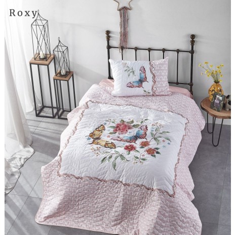 Set cuvertura matlasata + 1 fata perna bumbac 100%, Club Cotton, Roxy