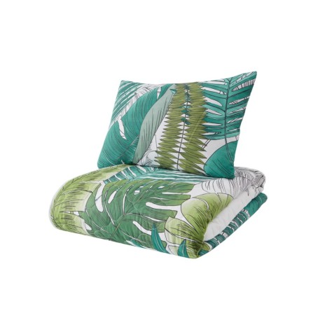 Set cuvertura matlasata + 2 fete perna bumbac 100%, 225x240cm, Nui Green