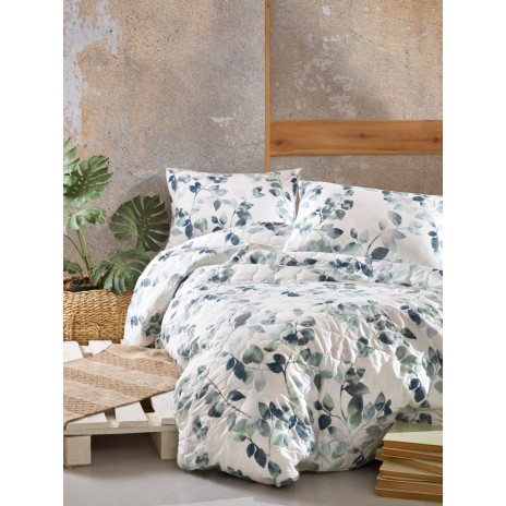Set cuvertura matlasata + 2 fete perna bumbac 100%, 225x240cm, Sabine Green