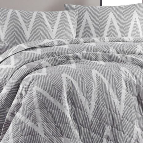 Set cuvertura matlasata 200x220 cm + 2 fete perna zig-zag Olivia Gri