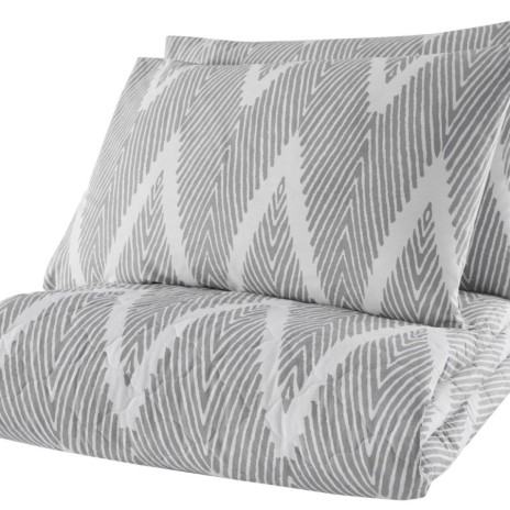 Set cuvertura matlasata 200x220 cm + 2 fete perna zig-zag Olivia Gri