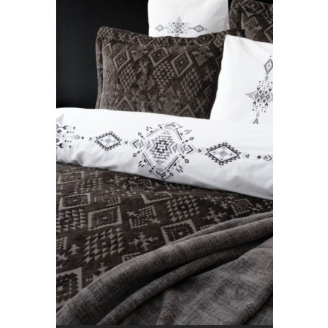 Set de lux 10 piese, cuvertura+lenjerie, Cotton Box, Simona Antracit