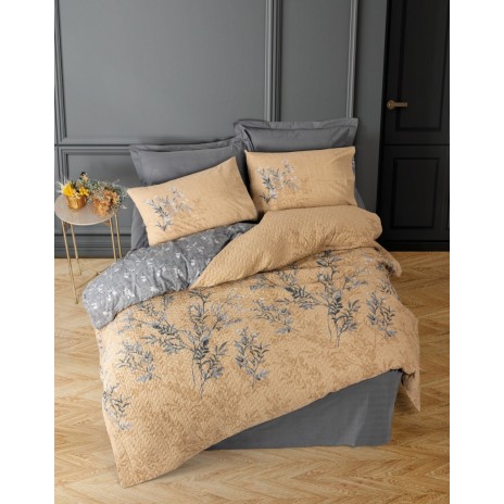 Set de pat 4 anotimpuri bumbac 100% ranforce, Cotton Box, Vera - Grey