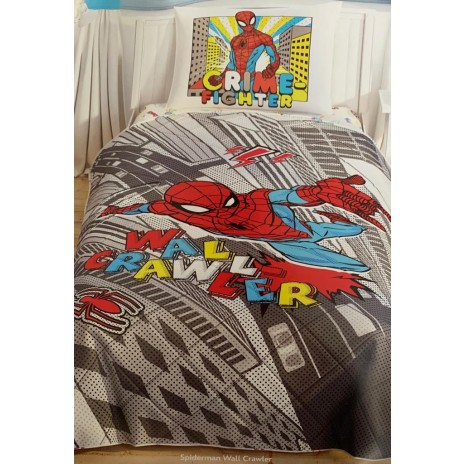 Set dormit 3 piese, bumbac 100% ranforce, 1 persoana,Tac Spiderman