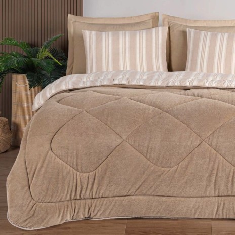 Set dormit pilota iarna 1 persoana Soft Line bej fata catifelata