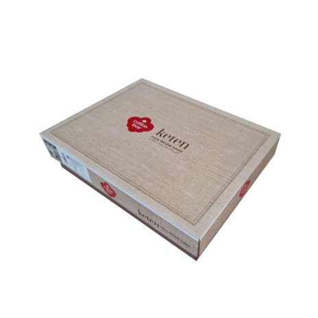 Set Fata de masa cu broderii, Cotton Box, Pera Gri