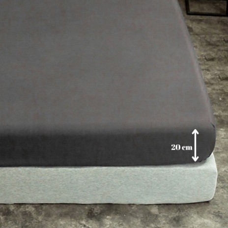 Set husa de pat cu elastic si 2 fete perna, bumbac poliester, 160x200cm, gri fume