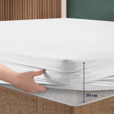 Set husa de pat cu elastic si 2 fete de perna, bumbac satinat, alb 120x200 cm, potrivit pentru un dormitor elegant