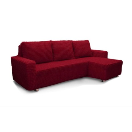 Set Husa elastica din material creponat, pentru canapea otoman dreapta, Bordo
