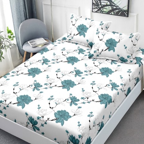 Set husa de pat cu elastic finet magnolii 160x200cm