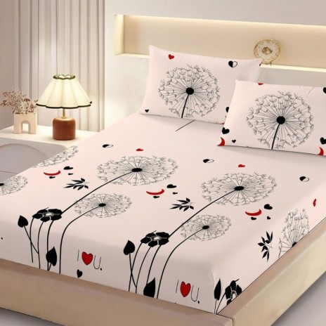 Set husa pat finet 160x200 cm cu elastic cu Papadiii si 2 fete de perna asortate, fabricat in Romania