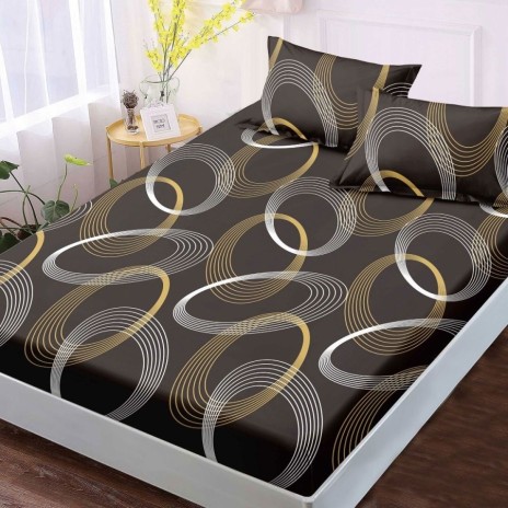 Set husa finet cercuri 160x200 cu 2 fete de perna, fixare perfecta
