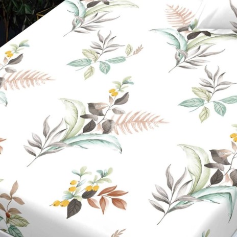 Set husa finet Frunze multicolore 160x200 cu 2 fete de perna, fixare perfecta
