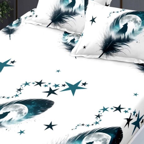 Set husa finet cu pene 160x200 cu 2 fete de perna, fixare perfecta