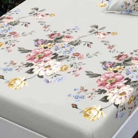 Set husa finet Trandafiri multicolori 160x200 cu 2 fete de perna, fixare perfecta