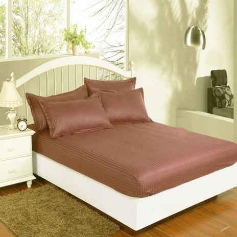 Set husa pat damasc+ 1 fata perna, saltea 80x220cm, maro