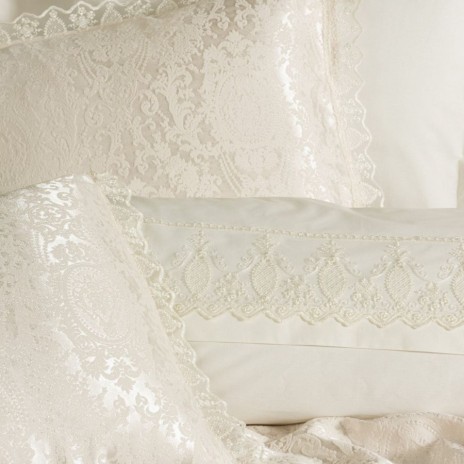 Set lux cuvertura jacquard crem 250x260cm, model Silva, Cotton Box