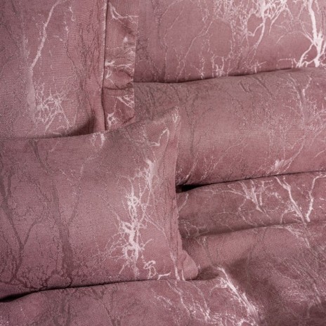 Set lux cuvertura jacquard 250x260cm+2 fete perna, Dalya Dusty Rose