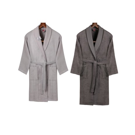 Set matrimonial bambus si bumbac, Cotton Box, Antracit/Gri