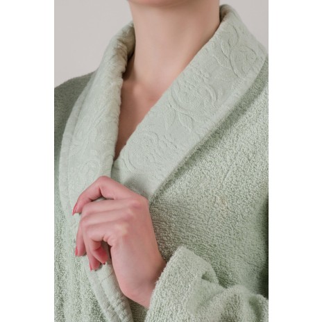 Set matrimonial bumbac jacquard Cotton Box Camilla Green, cuvertură și lenjerie pentru pat dublu