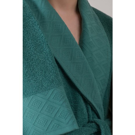 Set matrimonial bumbac jacquard Cotton Box Camilla Green, cuvertură și lenjerie pentru pat dublu