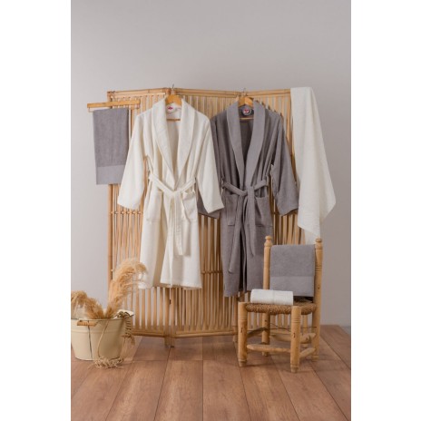 Set matrimonial bumbac jacquard, Cotton Box, Camilla Cream/Grey