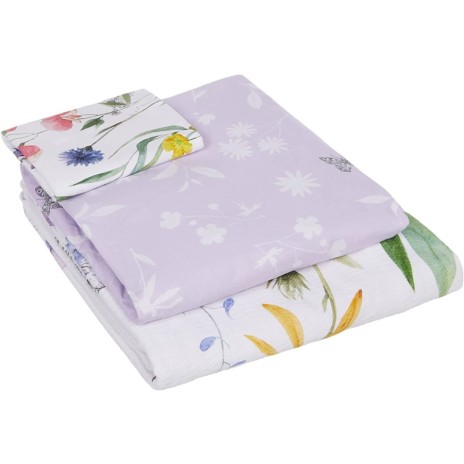 Set pique Lenjerie si Cuvertura bumbac 100%, 4 piese, TAC, Beauty Lila