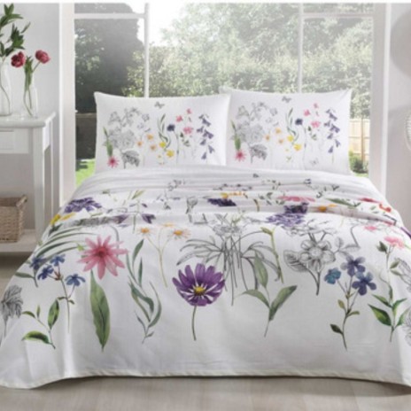 Set pique Lenjerie si Cuvertura bumbac 100%, 4 piese, TAC, Beauty Lila