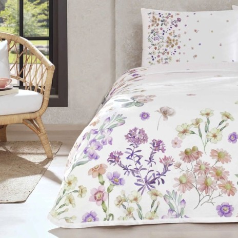 set pique TAC Gleam bumbac 100 cu imprimeu floral pastel pe fond albset pique TAC Gleam bumbac 100 cu imprimeu floral pastel pe fond alb