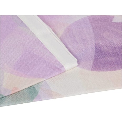 Set Pique lenjerie si cuvertura bumbac 100% 4 piese TAC Magnolia, imprimeu floral roz mov portocaliu pe fundal deschis