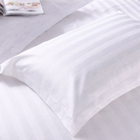 Set 10 fete de perna damasc hotelier alb dungi 3 cm 50x70 cm 300TC