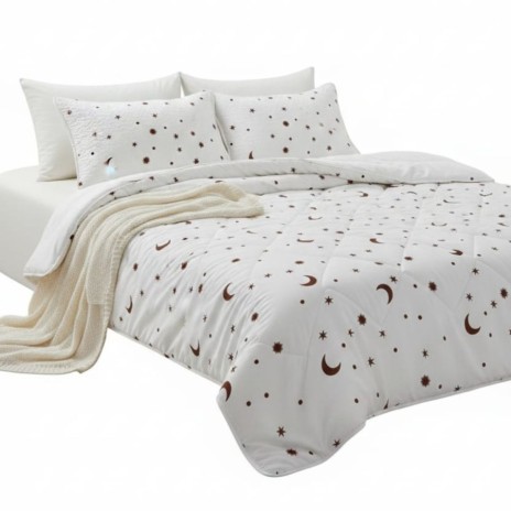 set promo pilota pat dublu 200x215 cu perne cadou alb  luna si stele Pucioasa Ralex