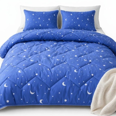 set promo pilota pat dublu 200x215 cu perne cadou albastra luna si stele Pucioasa Ralex