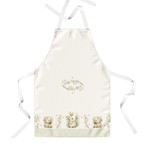 Sort de bucătărie YoYo din bumbac 100%, cu iepurași și flori pastelate, perfect pentru decorul festiv de Paște.